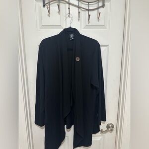 Bobeau black Cardigan with open front and button closure at top 3XL